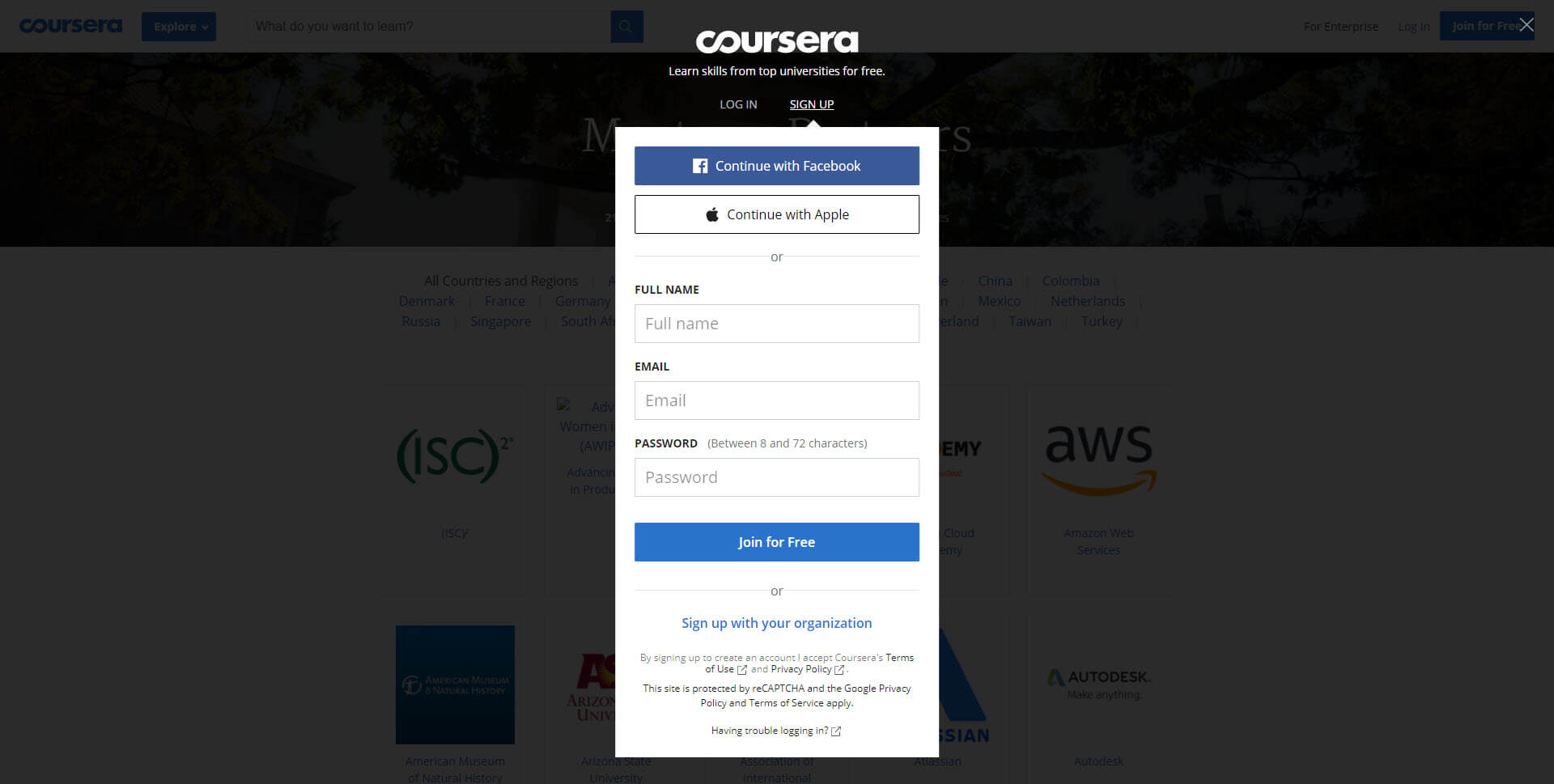 التسجيل في كورسيرا Coursera
